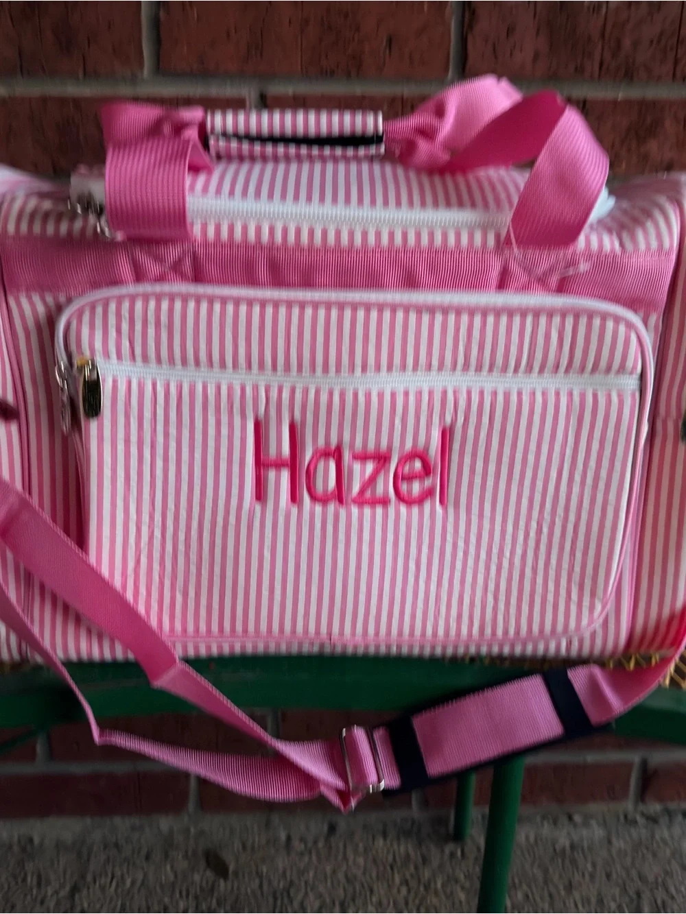 NWT ALREADY Personalized with  Hazel - Pink Striped Kids Tote Bag